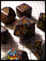 Dice : Dice - Dice Sets - Multicolor Speckled With Yellow Numerals 7 Piece